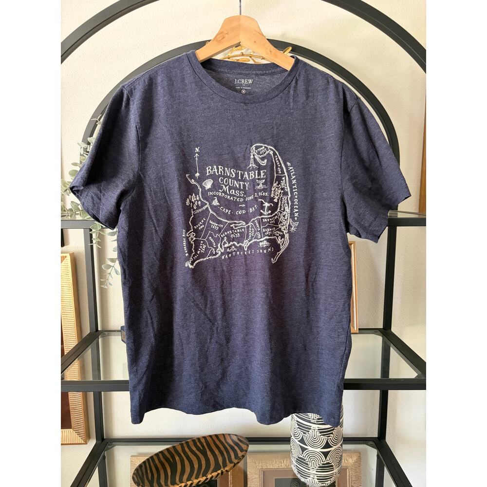 J Crew Factory Barnstable County Cape Cod Map Graphic T Shirt Mens M Blue